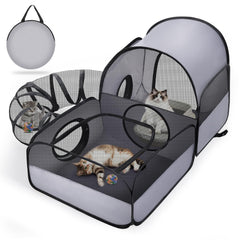 TailTastic jaula portátil para gatos con tunel rodeante, ideal para juego al aire libre seguro