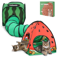TailTastic tunel sandía para gatos fomenta juego y exploración