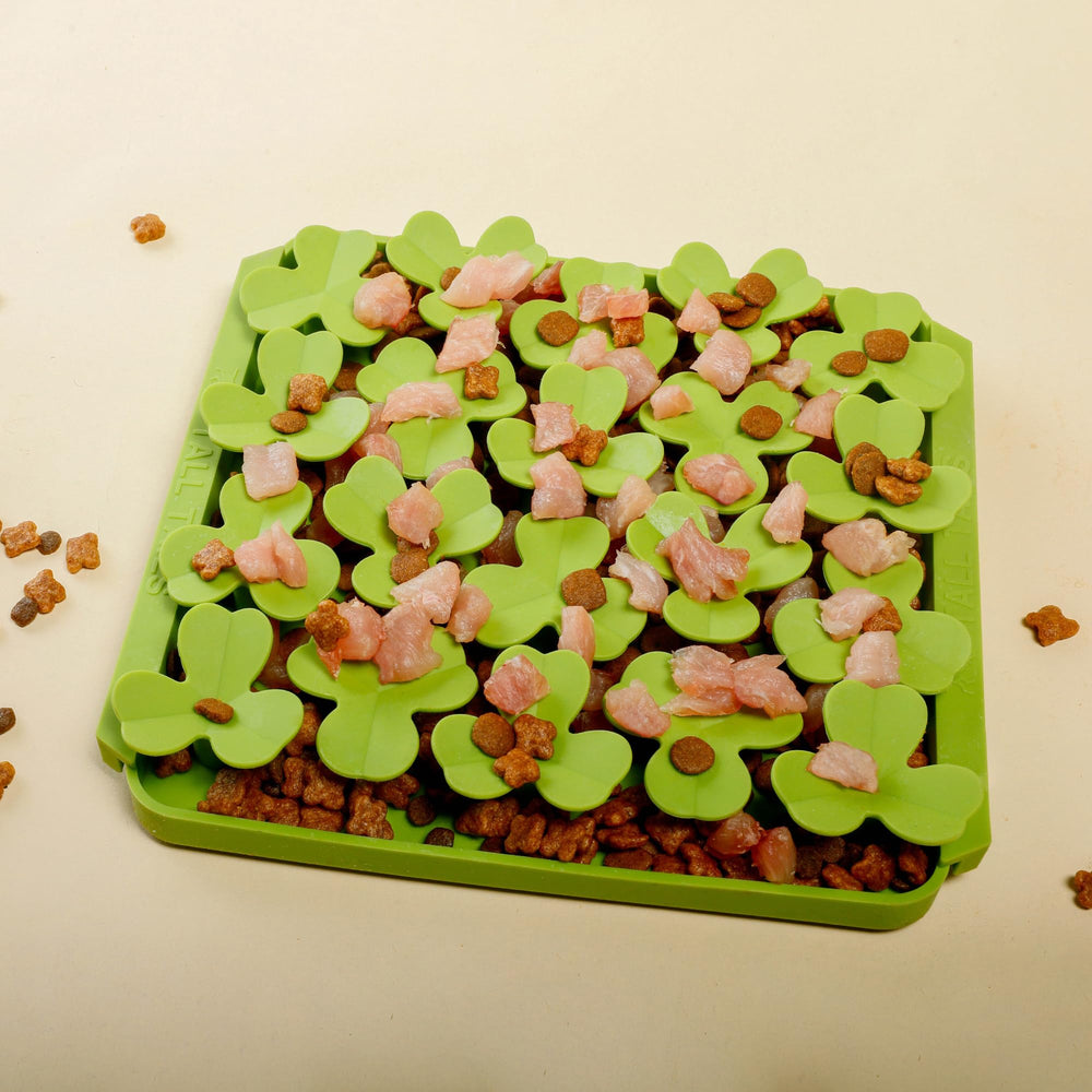Tall Tails Clover Foraging Mat, conjunto conectable mostrado en diseño.
