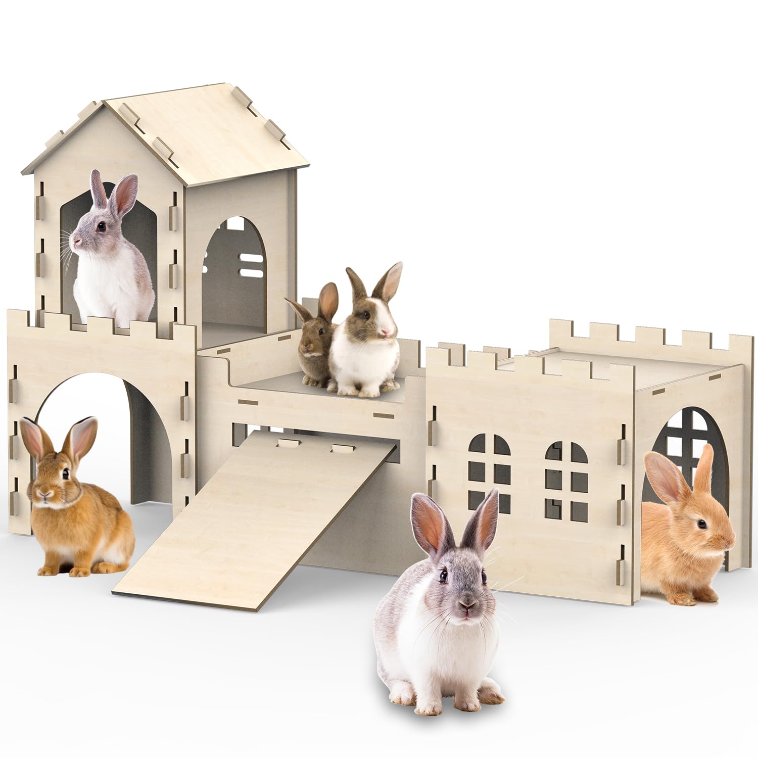 TankMatDecor casa conejo grande, doble capa para juego y descanso seguro