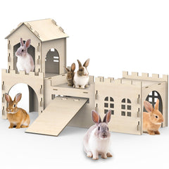 TankMatDecor casa conejo grande, doble capa para juego y descanso seguro