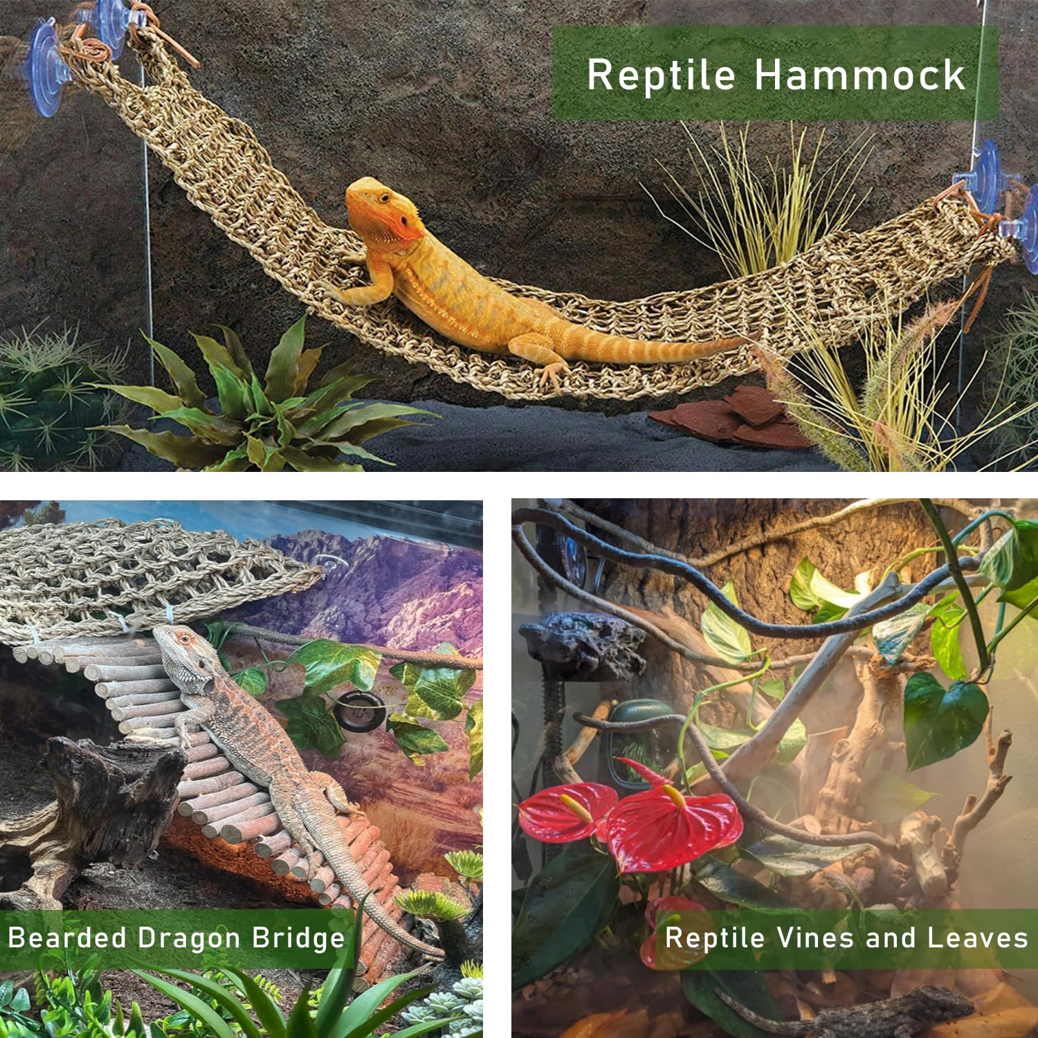 TankMatDecor enredaderas para reptil, decorativas y realistas para enriquecer el hábitat.