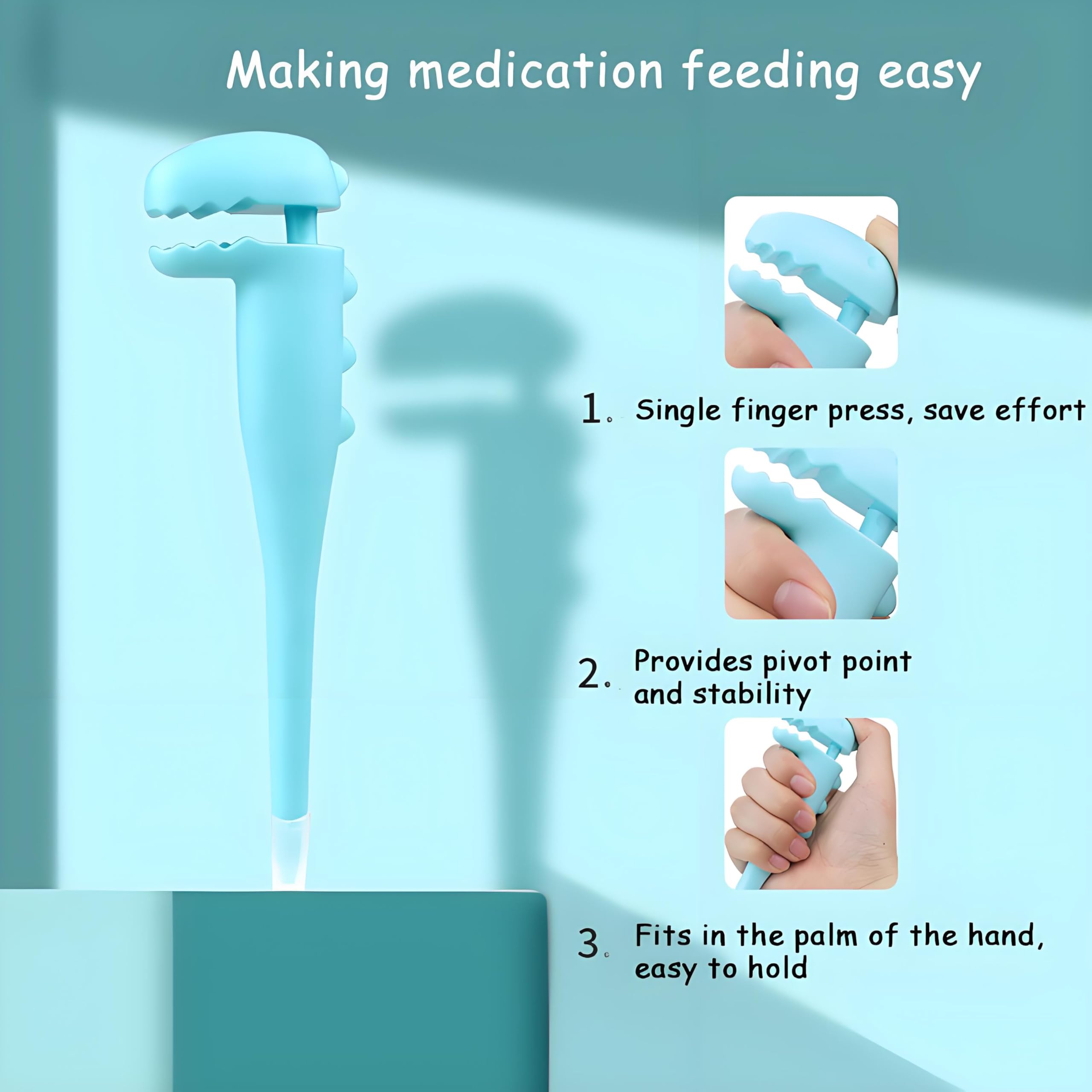 Lanzador TAOZUA para gatos, diseño azul seguro para entregar pastillas.