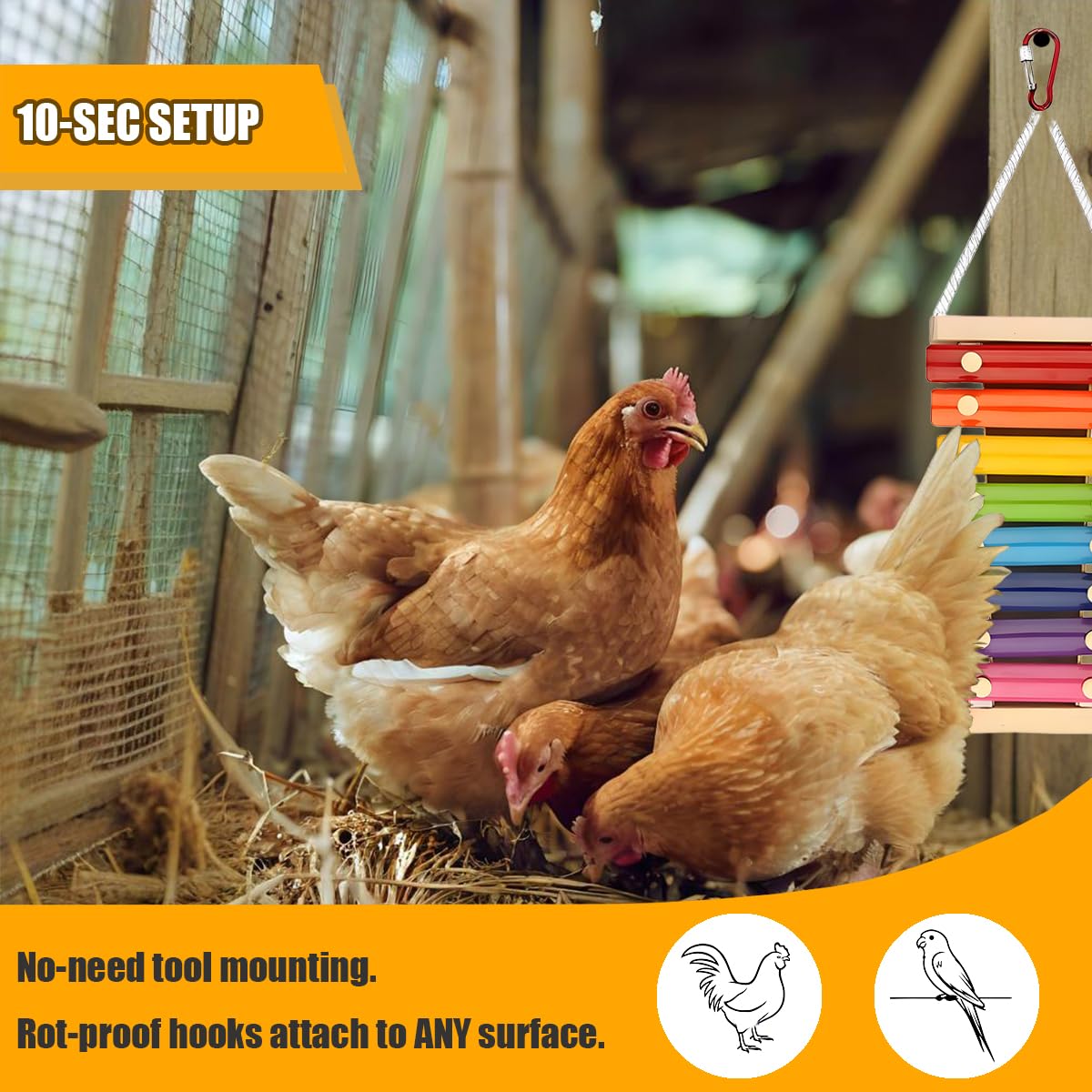 Tarandus juguete colgante para aves, sujeción en jaula facilita el entretenimiento.