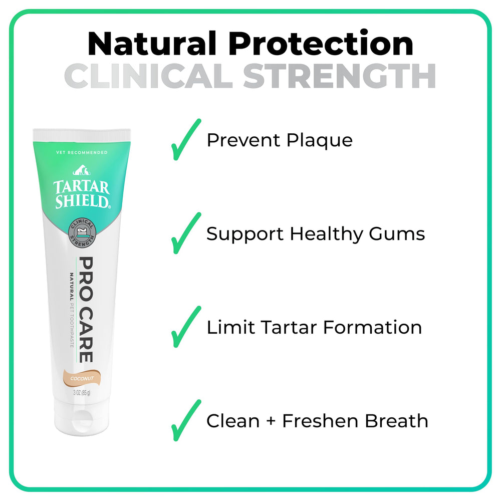 Tartar Shield Pro Care: dientes y encías limpios, aliento fresco.