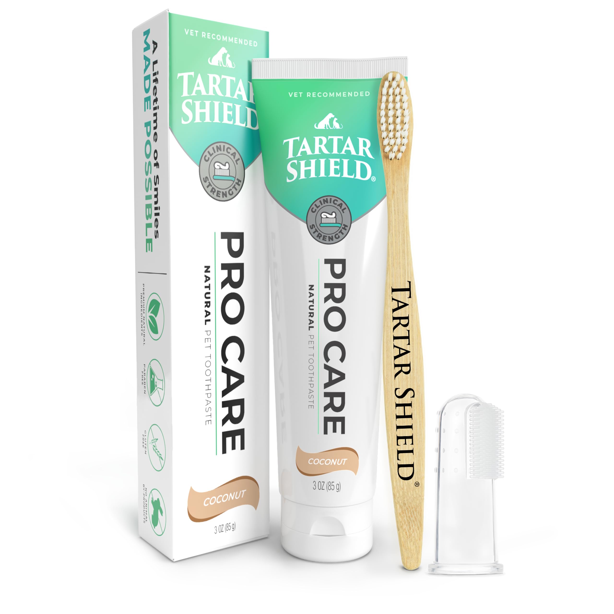 Tartar Shield Pro Care: tubo de apertura fácil para cepillado diario.