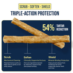 Tartar Shield Soft Rawhide, ideal para perros grandes durante la rutina diaria.