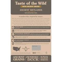 Taste of the Wild Ancient Wetlands pato rostado, sabor sabroso para caninos con energía