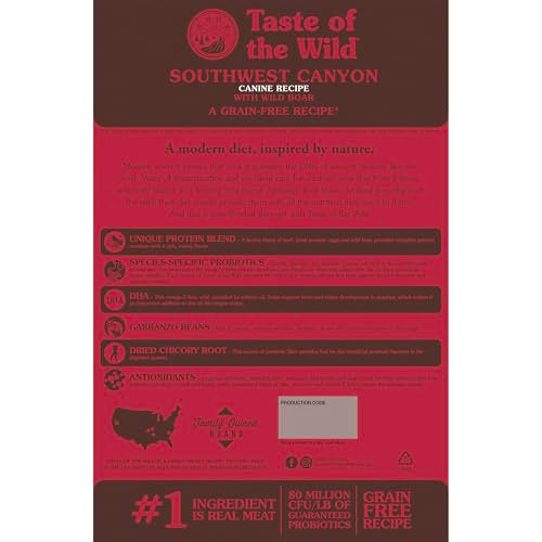 Taste of the Wild canon-suroeste ingredientes naturales para dieta equilibrada.