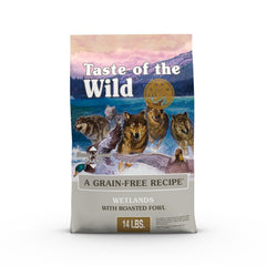Taste of the Wild Wetlands con pato real, sabor intenso para perros activos.