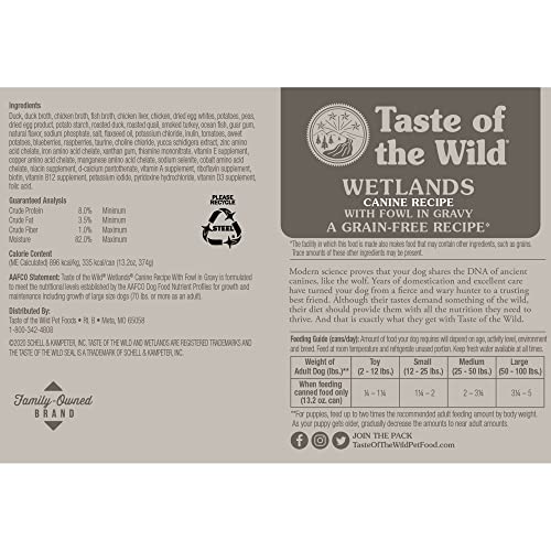 Taste of the Wild Wetlands: trozos y salsa de pato con vegetales, vitaminas para el día