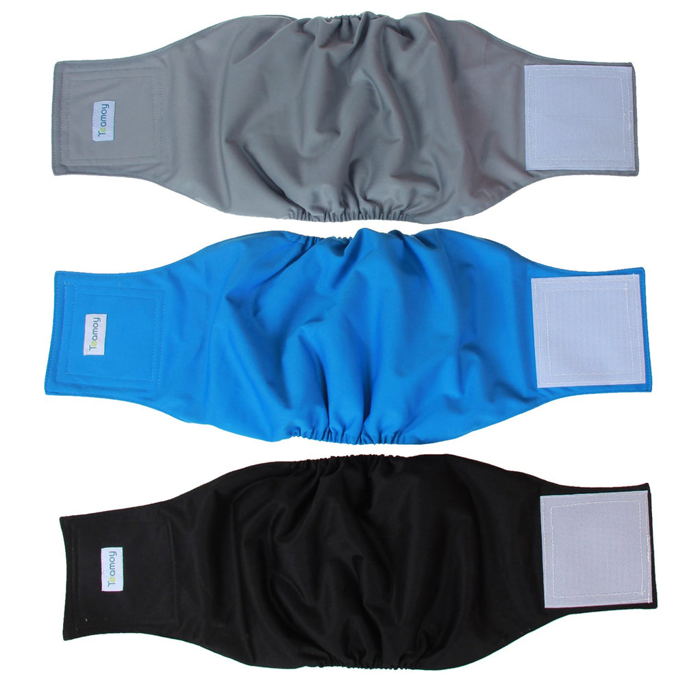 Teamoy pañales reutilizables para perro macho negro, ajuste cómodo y protección contra fugas.