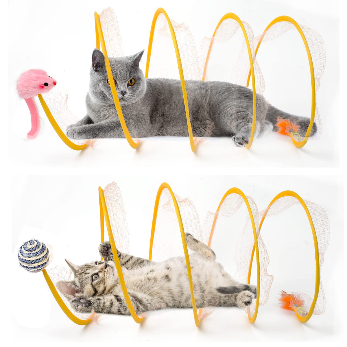 TEASIK dos-pack tuneles para gato, vista general para juego y descanso.