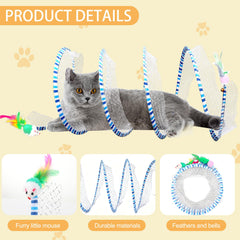 TEASIK túnel felino con pluma y campana, estimula curiosidad y juego.