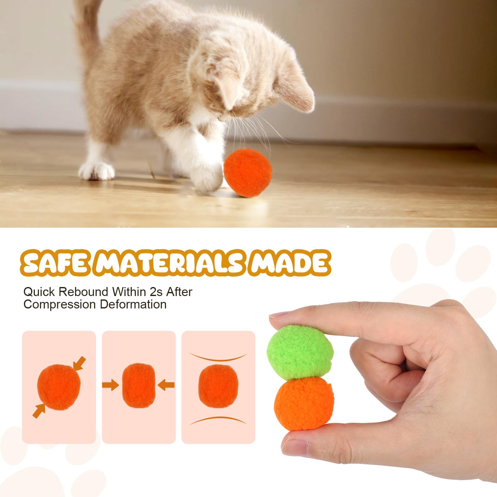TEAWOO bolas pom pom de seda de alta elasticidad, resistentes para juego diario