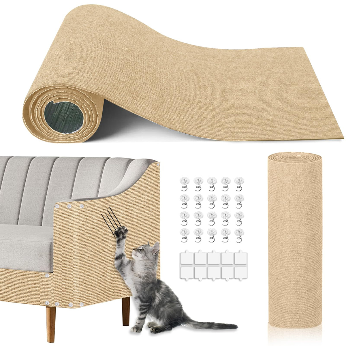 TEBANTY tapete garras gato beige, protección de muebles y superficie estable