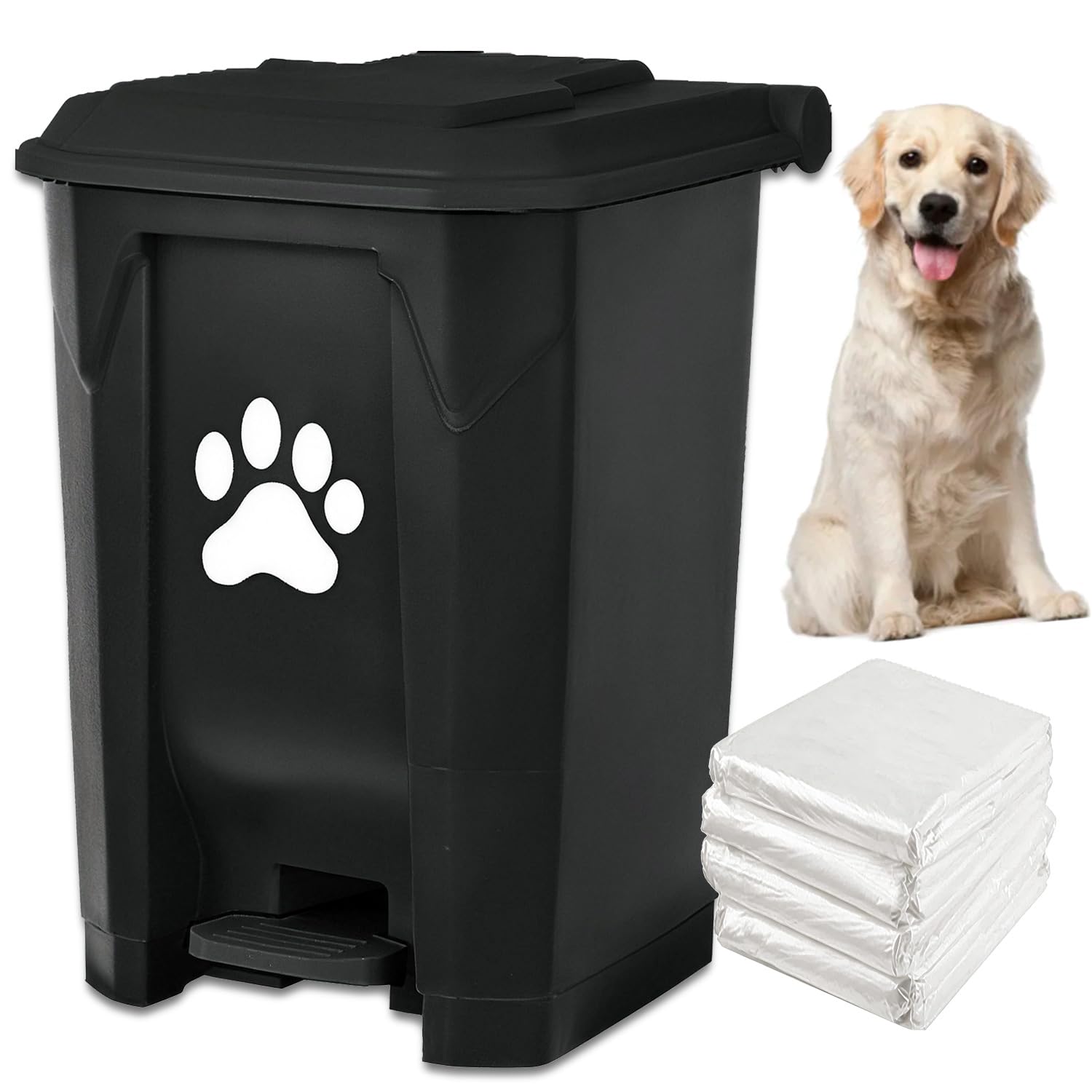 tebiete estación de basura para heces de perro con pedal, uso limpio y cómodo.