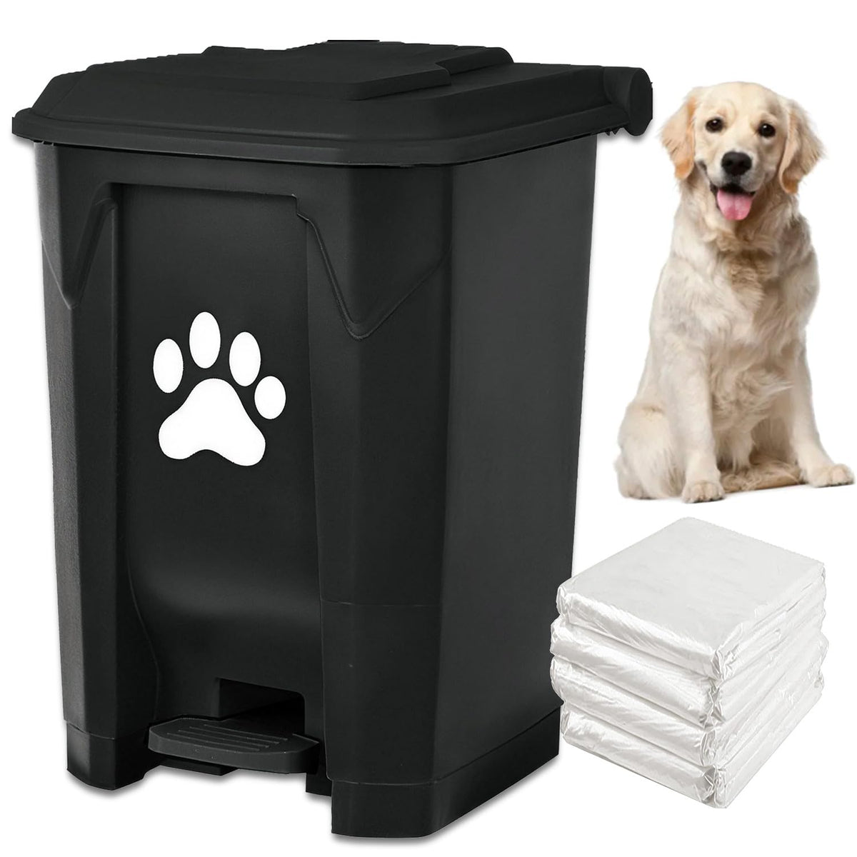 tebiete estación de basura para heces de perro con pedal, uso limpio y cómodo.