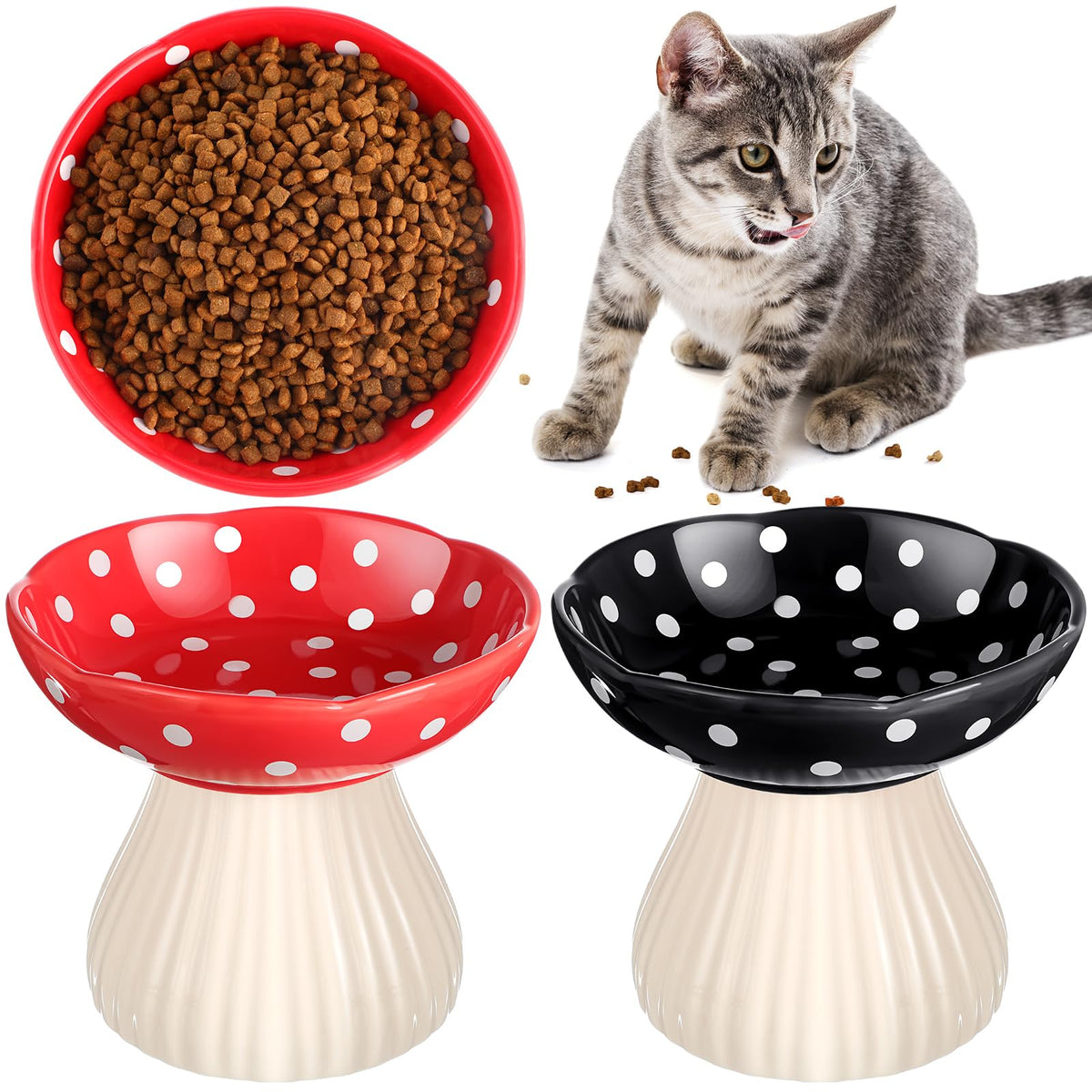 Teenyyou tazones ceramicos alzados para gatos, ergonómicos para una comida cómoda.