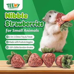 TEEWY enriquecimiento para roedores, juguete fresa que estimula curiosidad y juego.
