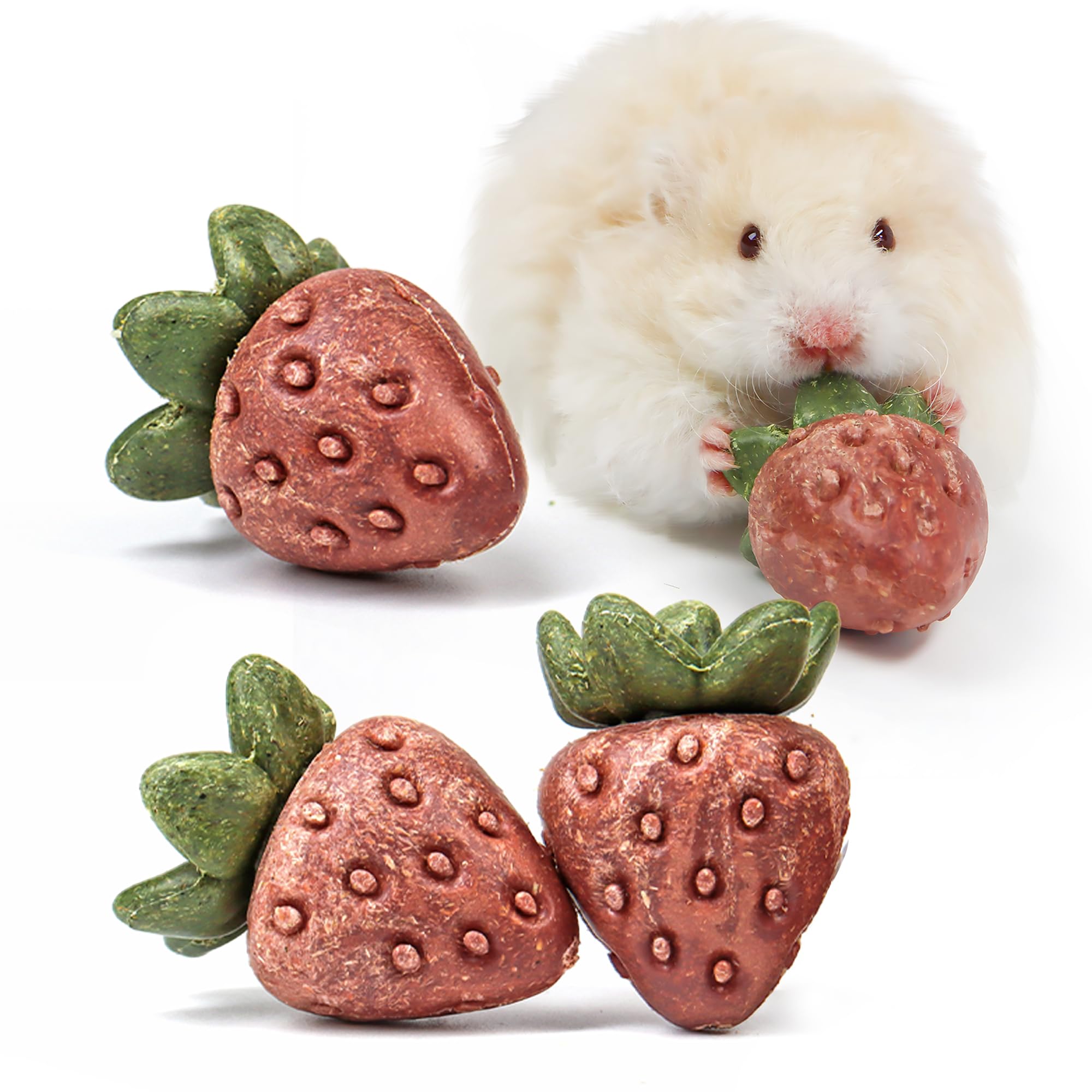 TEEWY juguetes fresa para animales, 4 piezas, ideal para masticar y enriquecer.