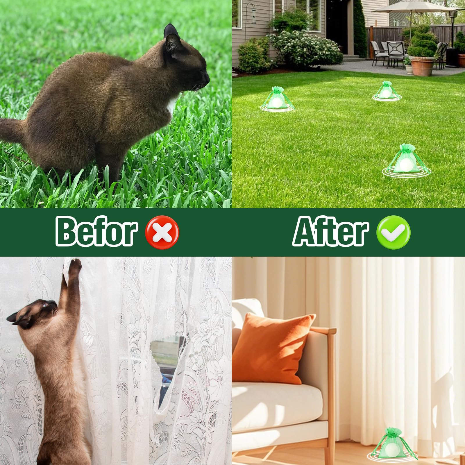 TELUNSU repelente de gatos en malla para colgar en exteriores.