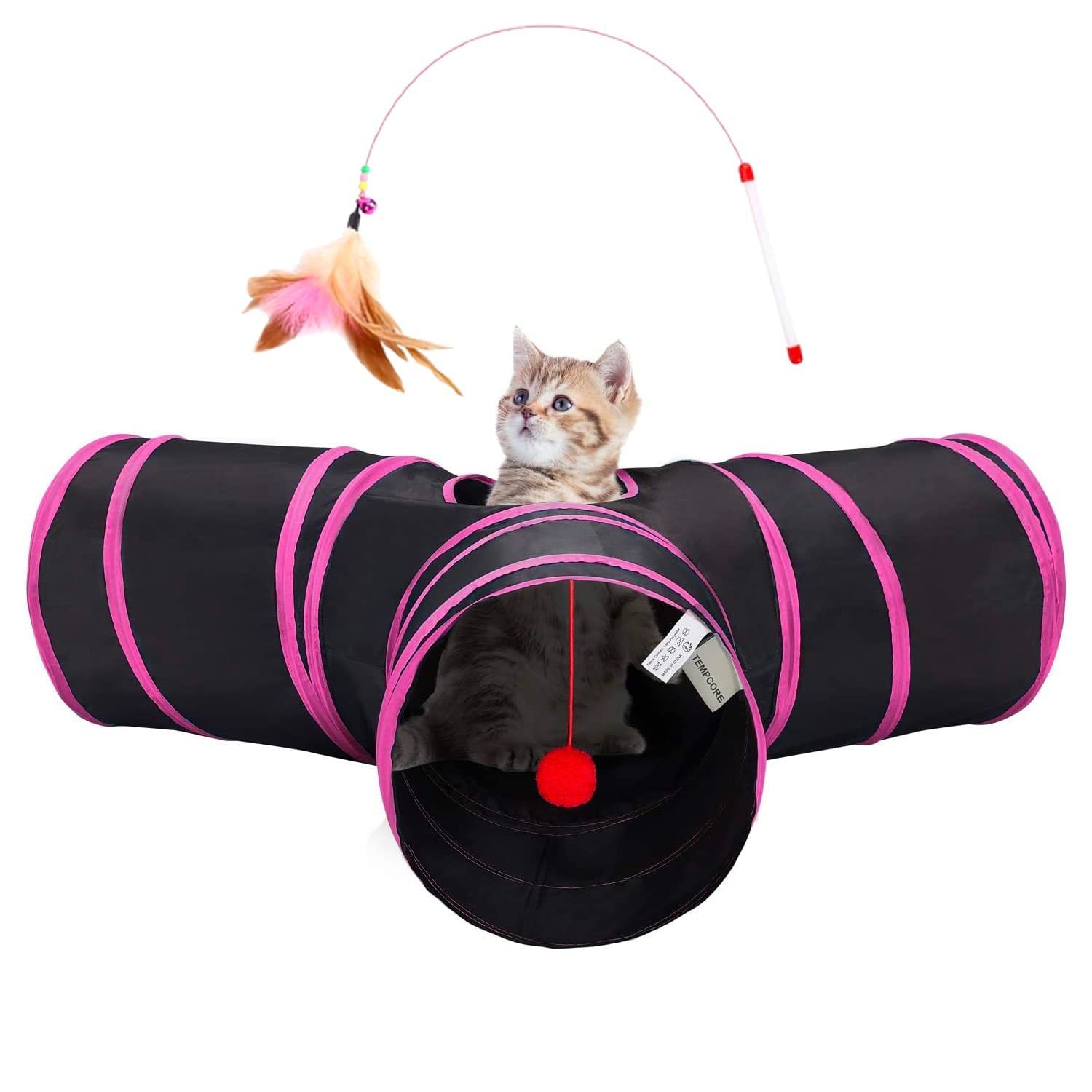 Tempcore tubo-juguetes gato 3 vias plegable para juego y ejercicio diario