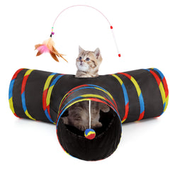 Tempcore túnel gato 3 vías desplegado ofrece juego interactivo y ejercicio.
