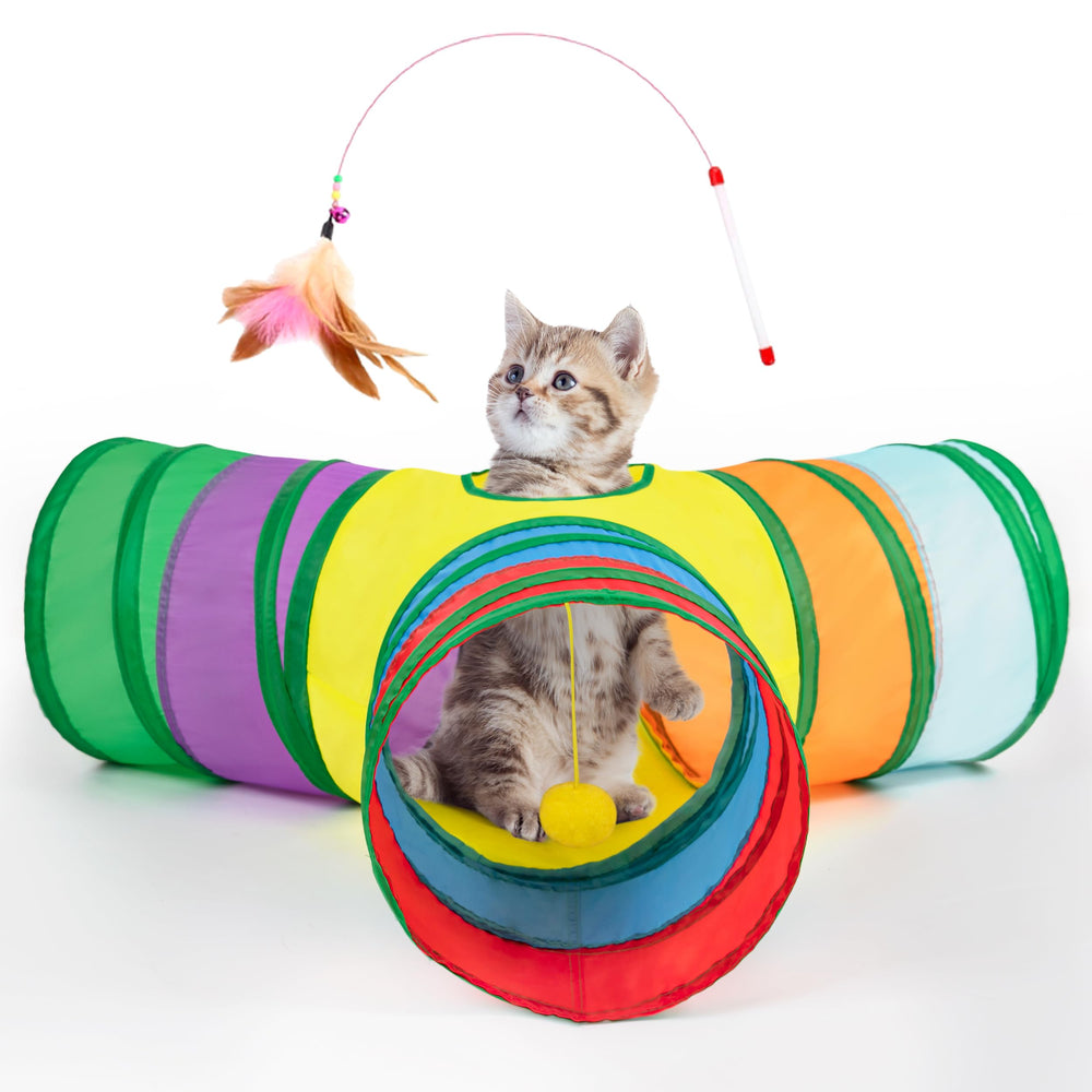 Tempcore: túnel para gatos con 3 vías plegable para juego y ejercicio