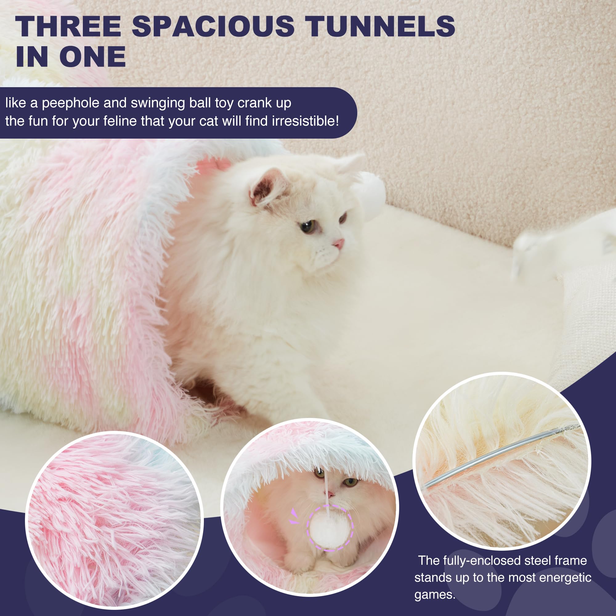Tempcore túnel gato bola colgante para interacción y estimulación.