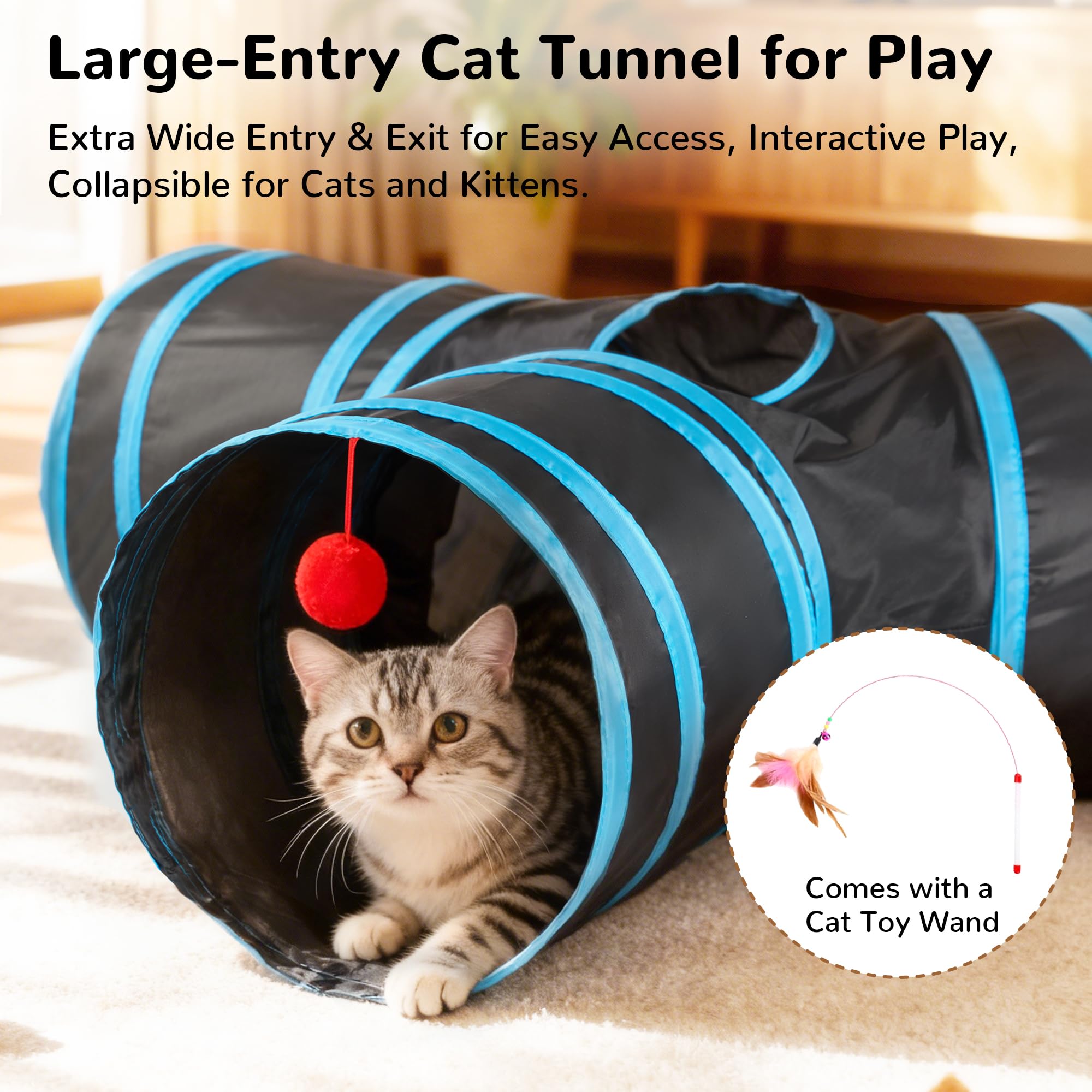 Tempcore túnel para gatos con bola pendulante para interacción