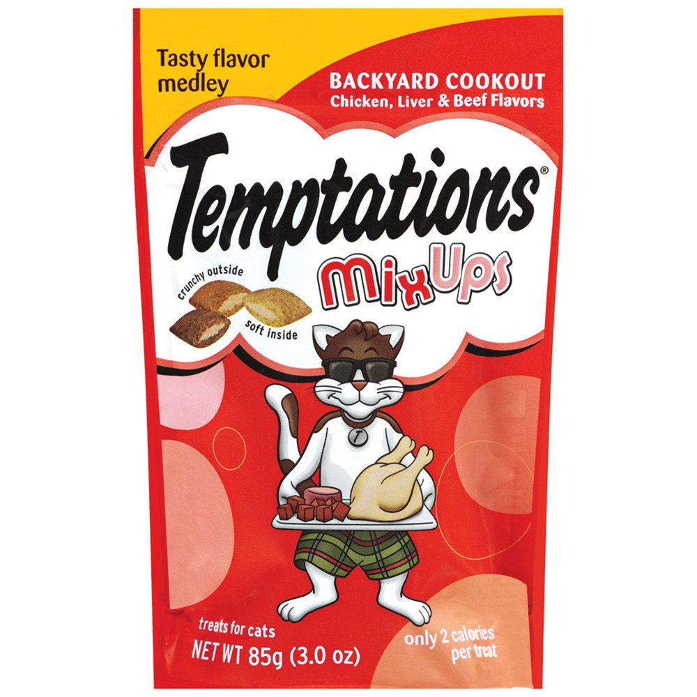Temptations Backyard Cookout, empaque de 3 oz para premiar a tu gato.