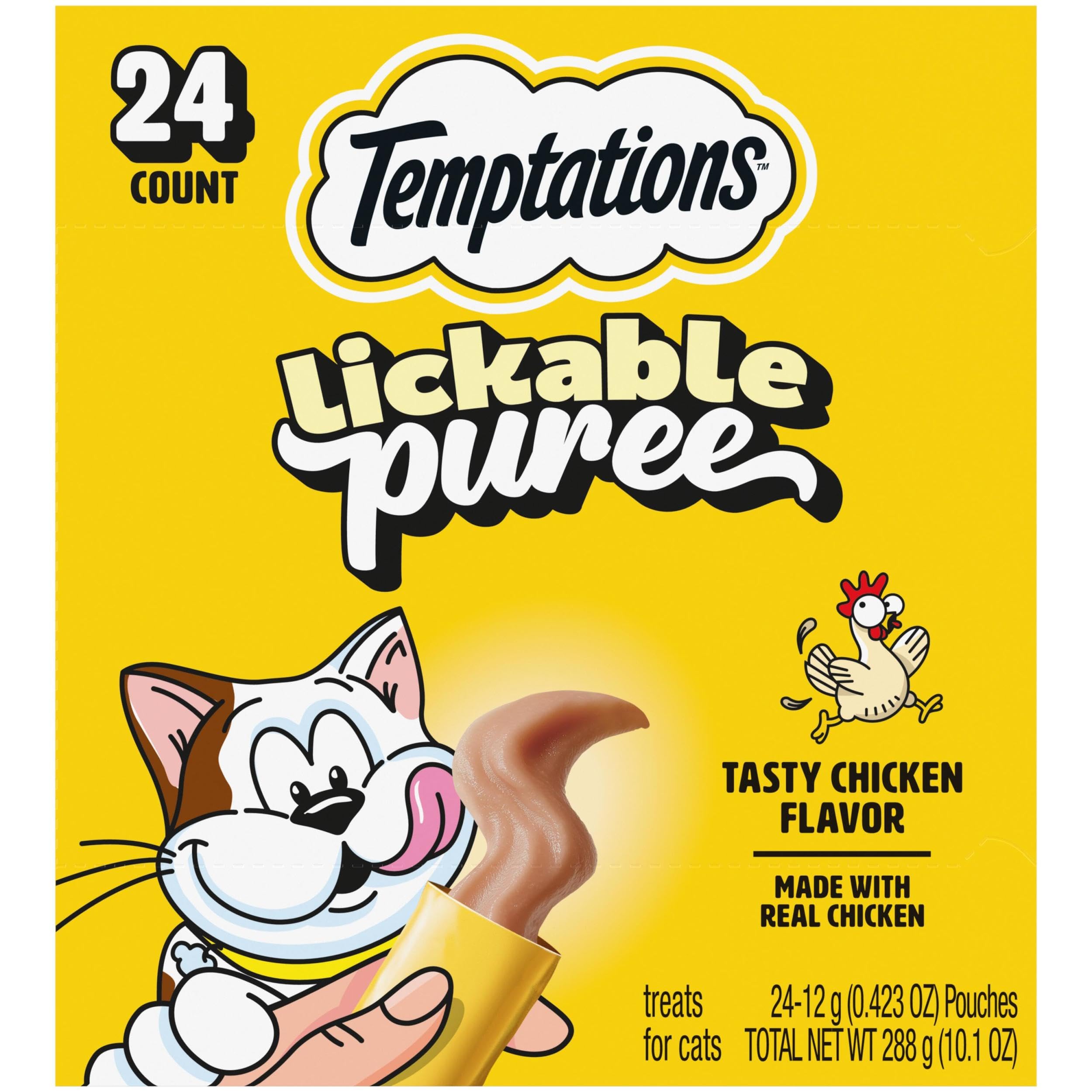 Temptations chat poulet purée crémeuse dans tube pratique pour récompense