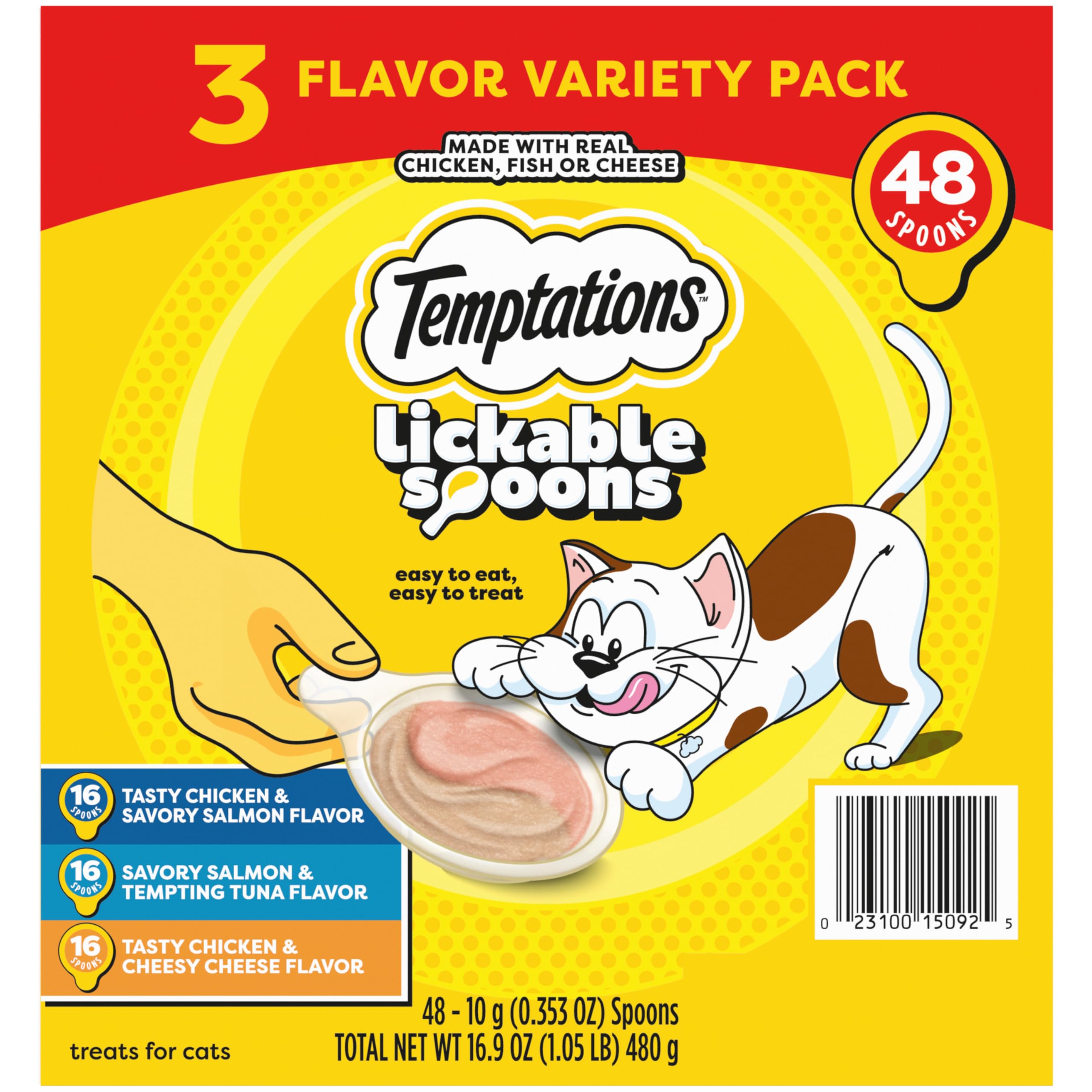 Temptations Cucharas Lickables: dos sabores irresistibles en una cuchara para gatos