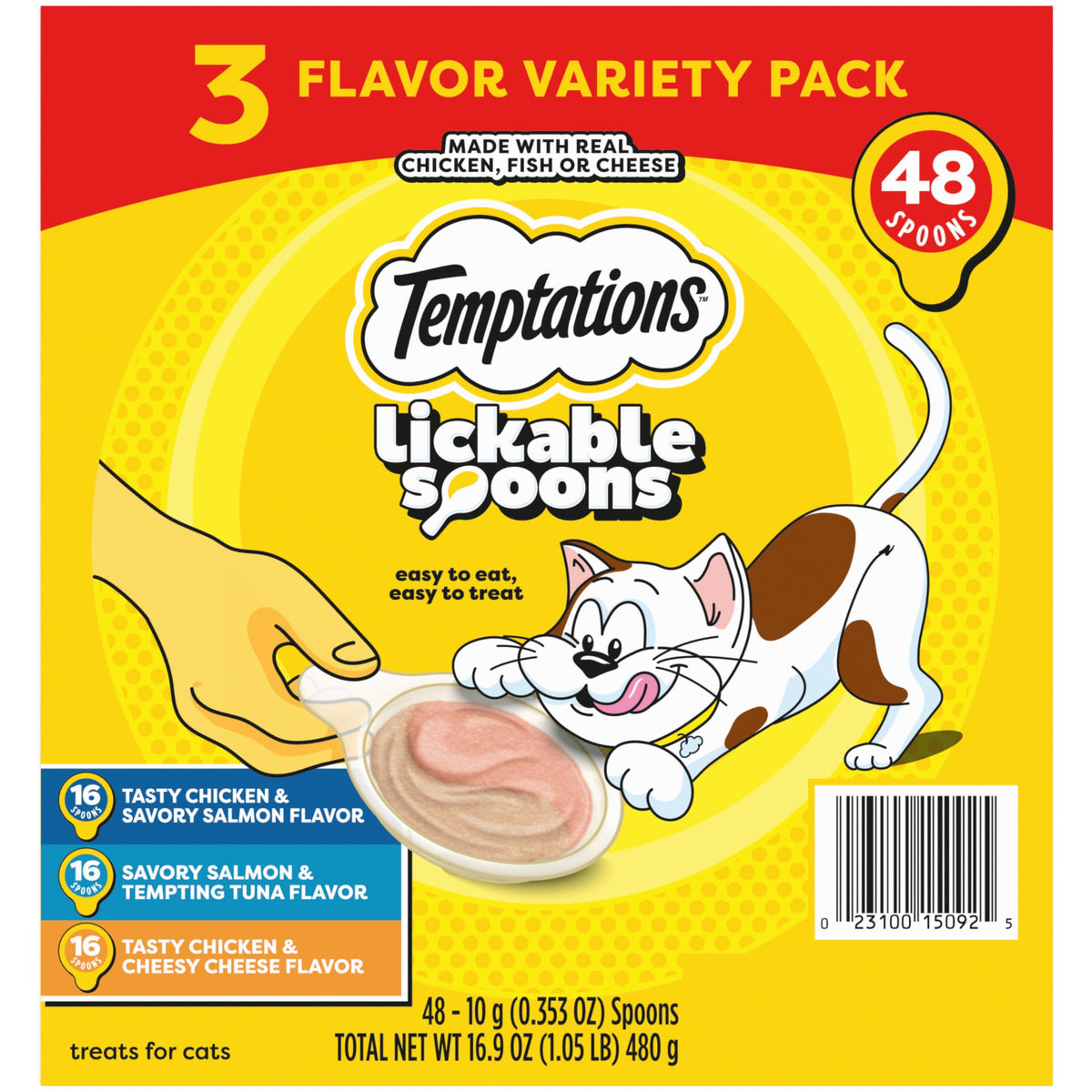 Temptations Cucharas Lickables: dos sabores irresistibles en una cuchara para gatos