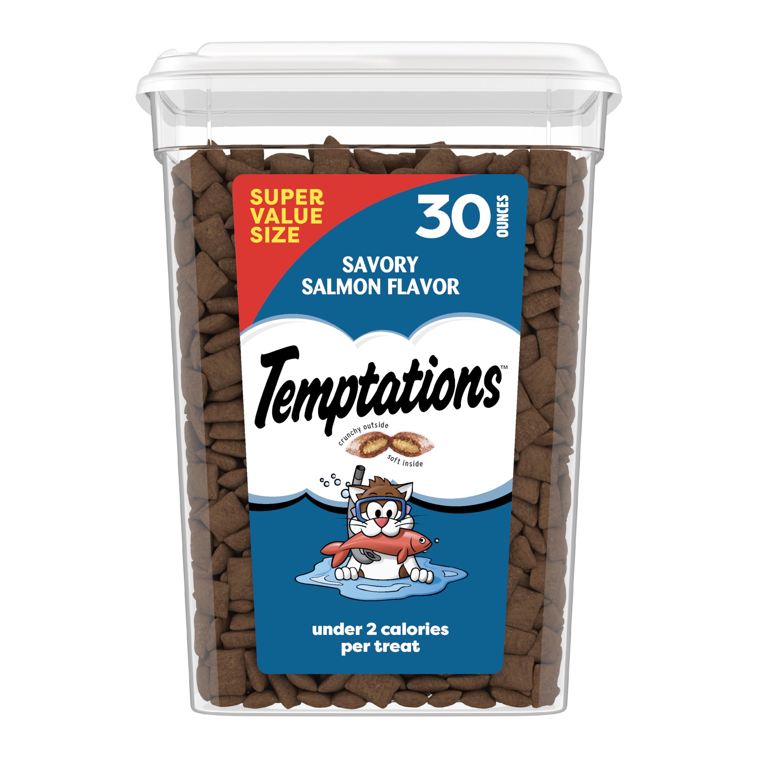 Temptations: premios crujientes de salmón para premiar al gato.