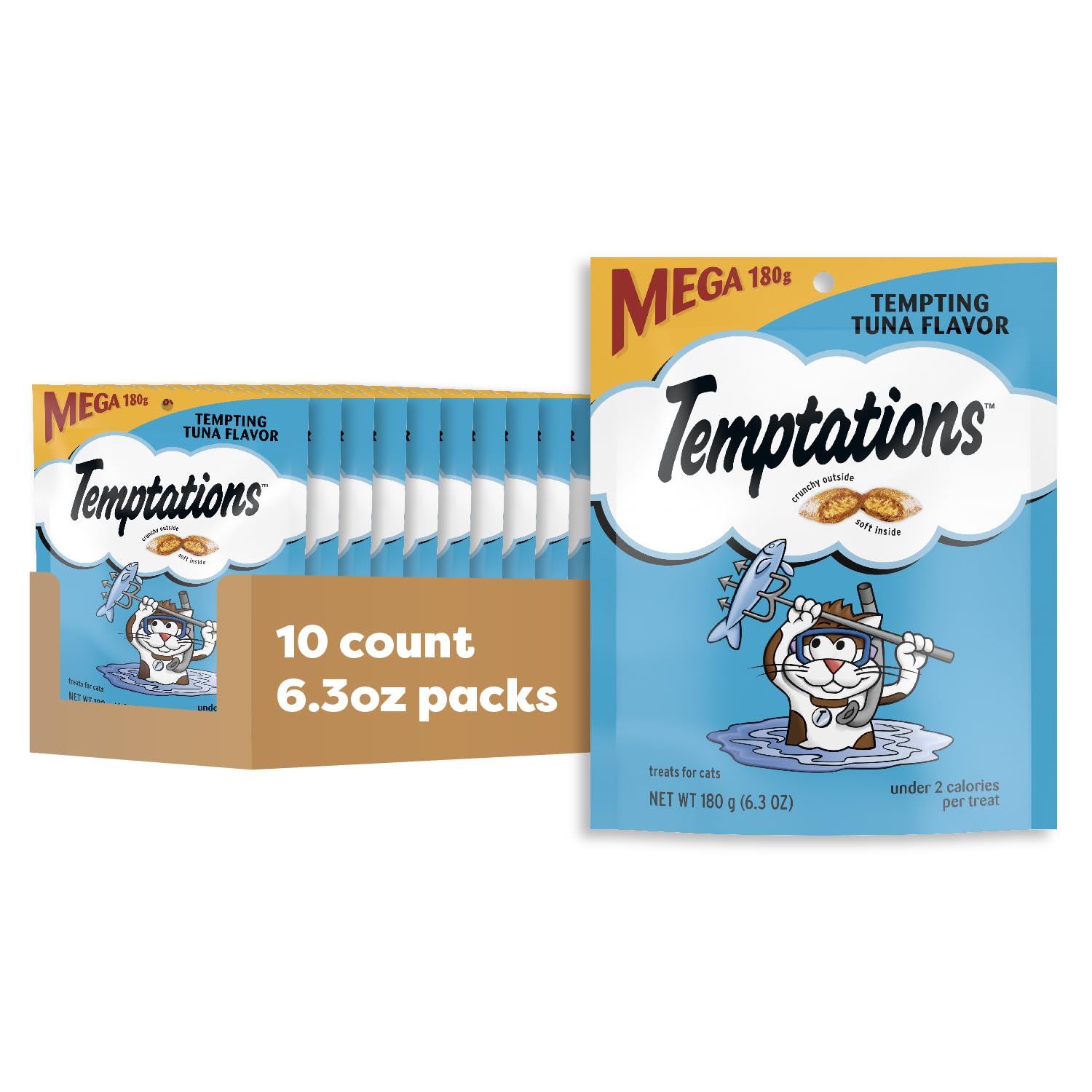 Temptations Gatos: bolsa de 6,3 onzas con textura crujiente exterior y suave interior.