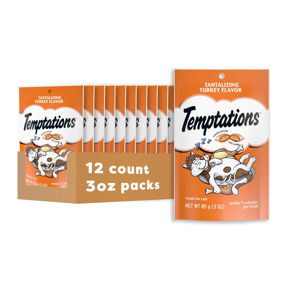 Temptations para gatos: tratamiento crujiente por fuera y suave por dentro, recompensa diaria.