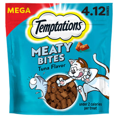 Temptations Meaty Bites con atún, bolsa para gatos y sabor atractivo.