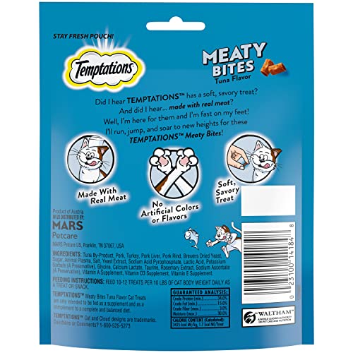 Temptations Meaty Bites, textura suave para masticar gatos.