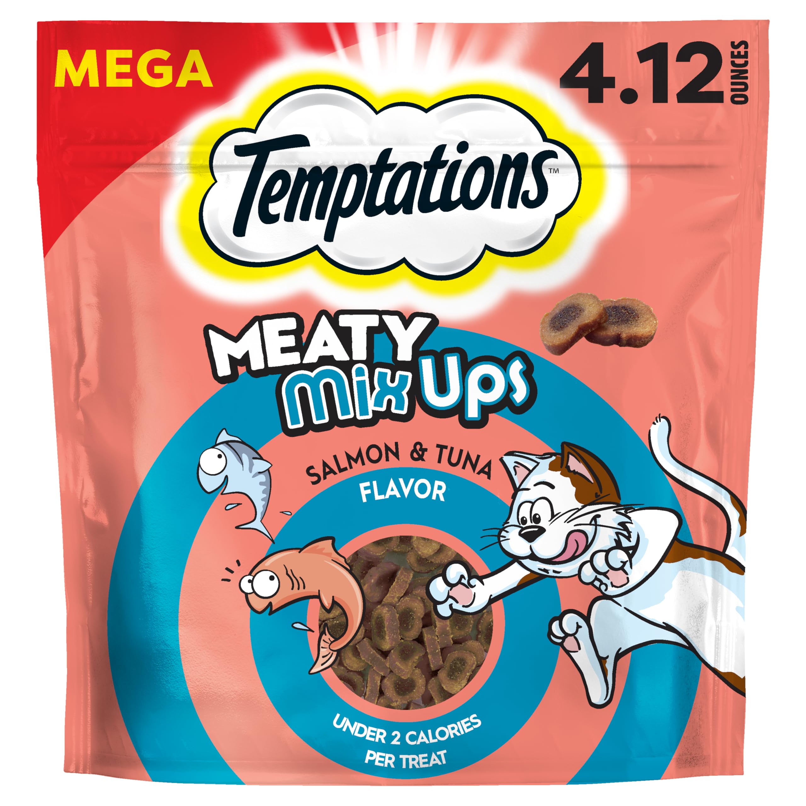 Temptations Meaty MixUps en bolsa, doble sabor para premiar a tu gato.