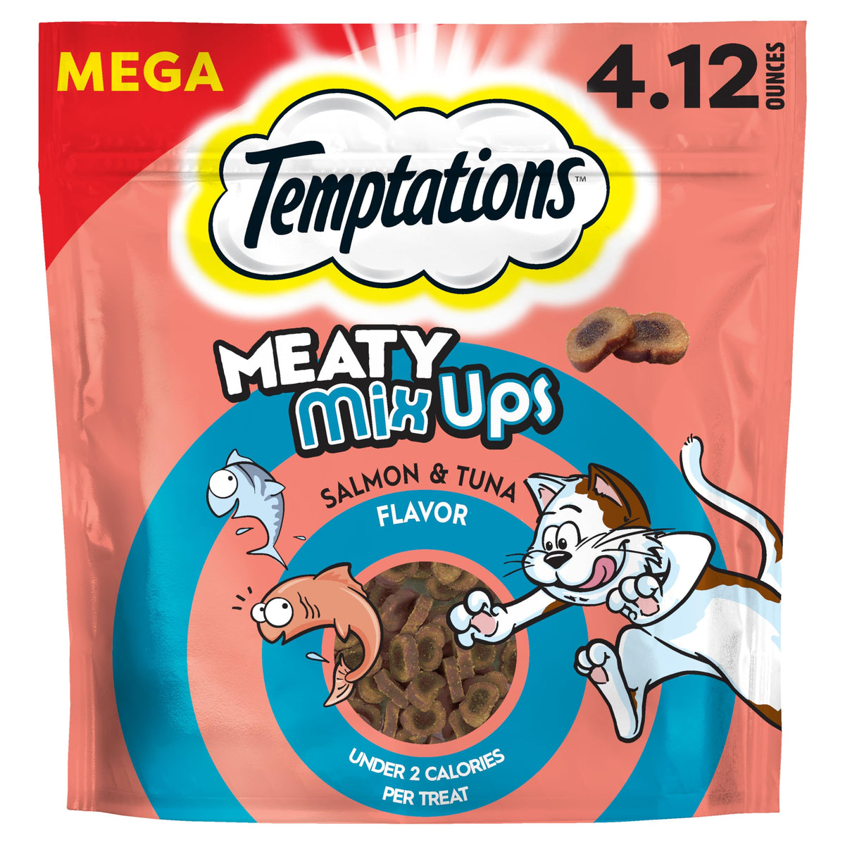 Temptations Meaty MixUps en bolsa, doble sabor para premiar a tu gato.