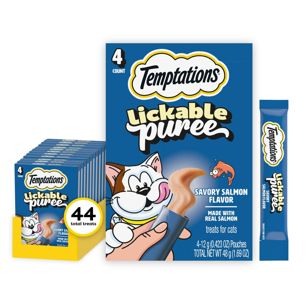 Temptations puré cremoso de salmón en tubo, premio interactivo para mi gato.
