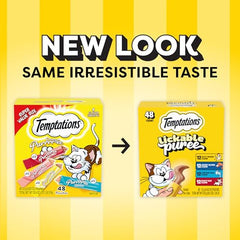 Temptations puré cremoso en tubo para gatos, experiencia interactiva al servir