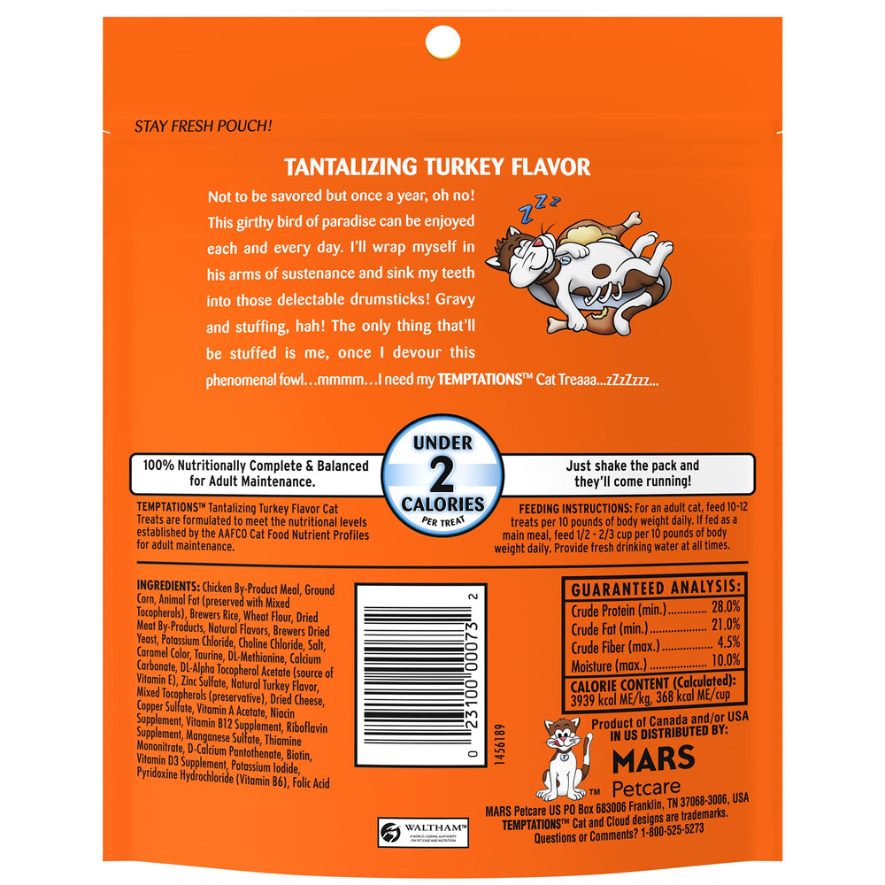Temptations sabor pavo turquesa para gatos adultos con textura dual