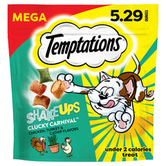 Temptations ShakeUps snack para gatos, textura crujiente y suave, sabor crustáceos en bolsa de 150 g.