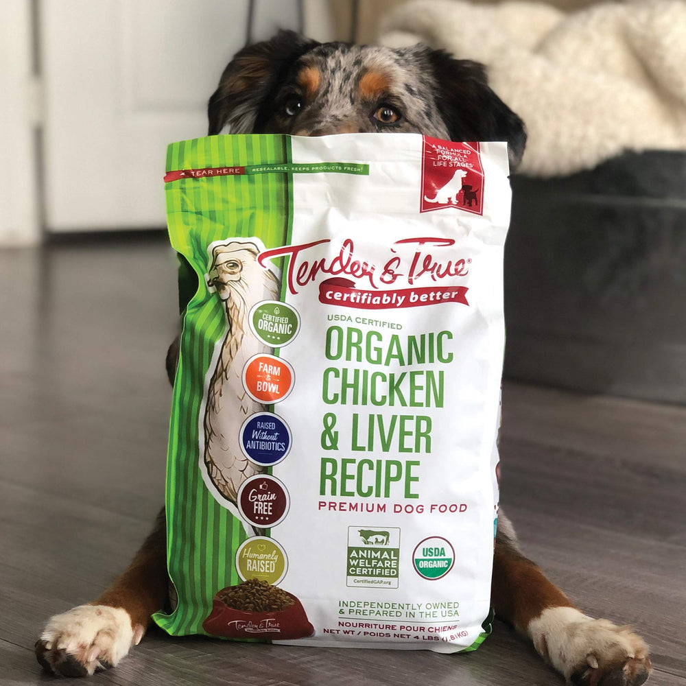 Tender & True sin maíz, trigo y soja, dieta limpia para perros.
