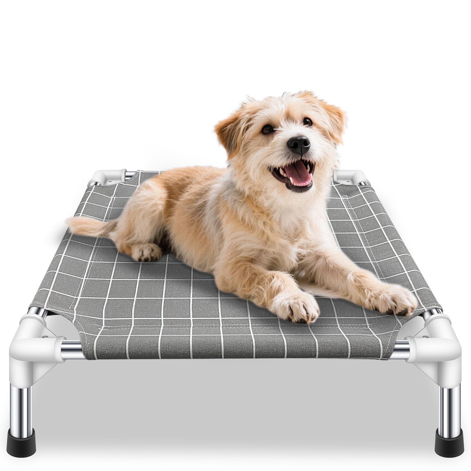 Cama elevada Tensorsine para perros pequeños con tejido suave para mayor confort.