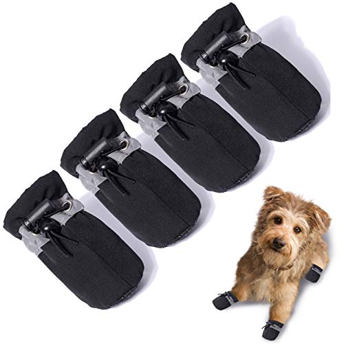 TEOZZO zapatillas para perro negras, enfoque invernal para mantener patas secas