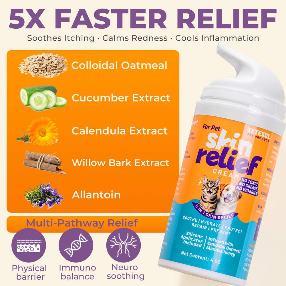Cuidado diario de la piel con crema Tetesol para perros.